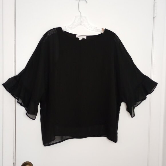 Nine West Black Sheer Chiffon Whimsigoth Top - Picture 1 of 9